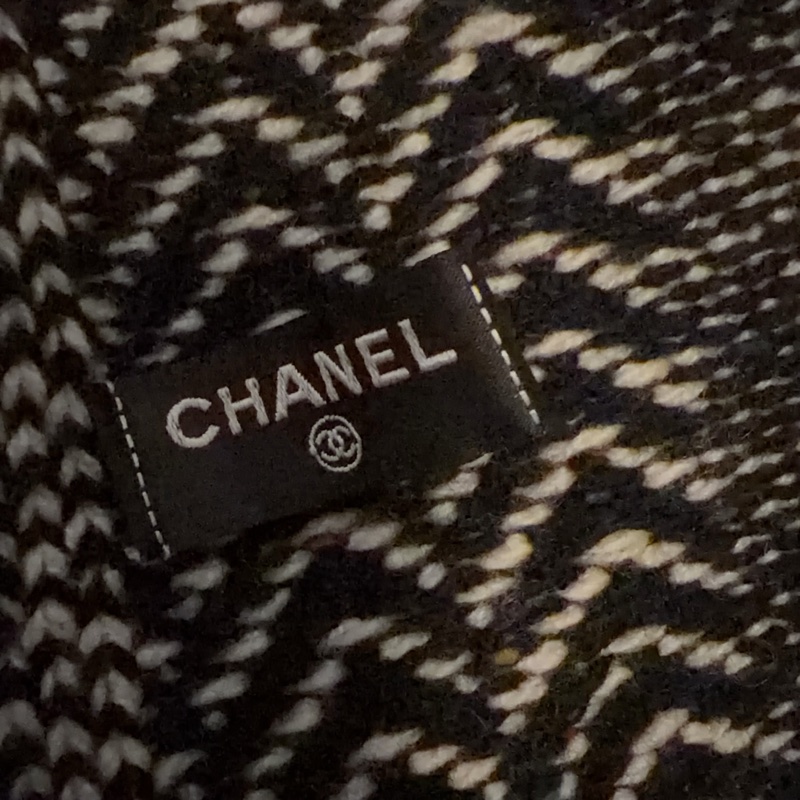 Chanel拼接千島紋圍巾-9