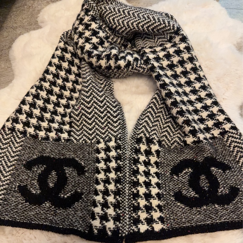 Chanel拼接千島紋圍巾-11