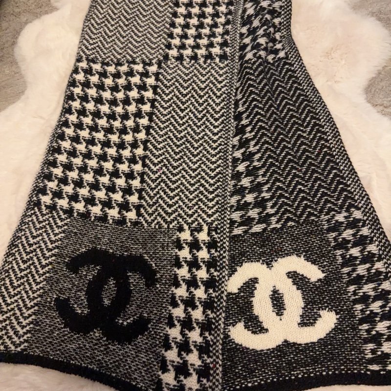 Chanel拼接千島紋圍巾-12