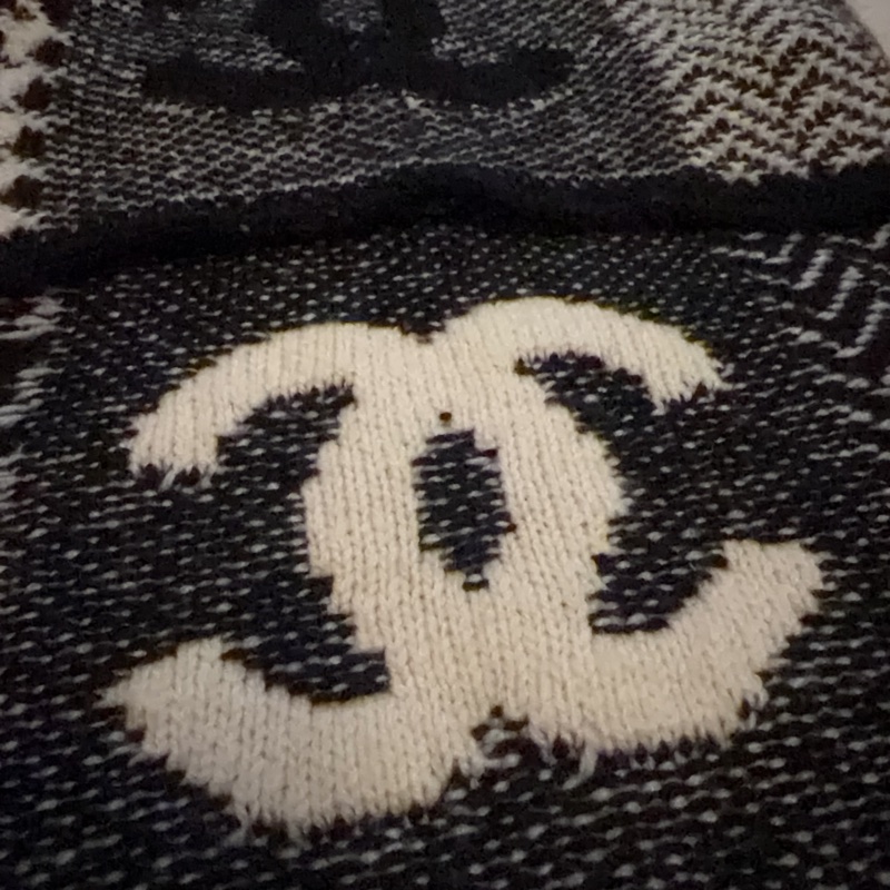 Chanel拼接千島紋圍巾-14