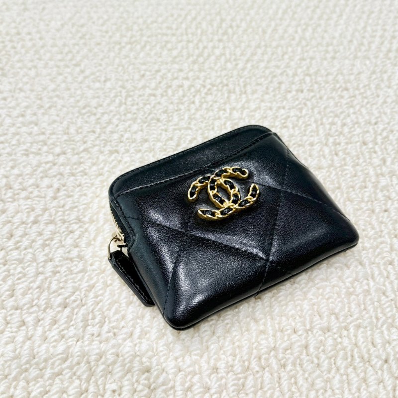 CHANEL - 黑色金釦19系列 吐司零錢卡包-0