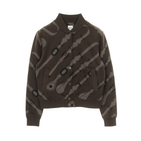 愛馬仕棕色棉質運動衫夾克外套，二手女款 #36