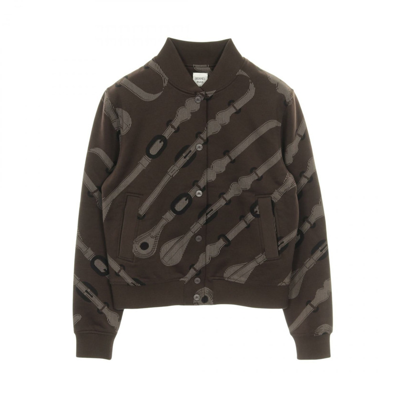 愛馬仕棕色棉質運動衫夾克外套,二手女款 #36-0