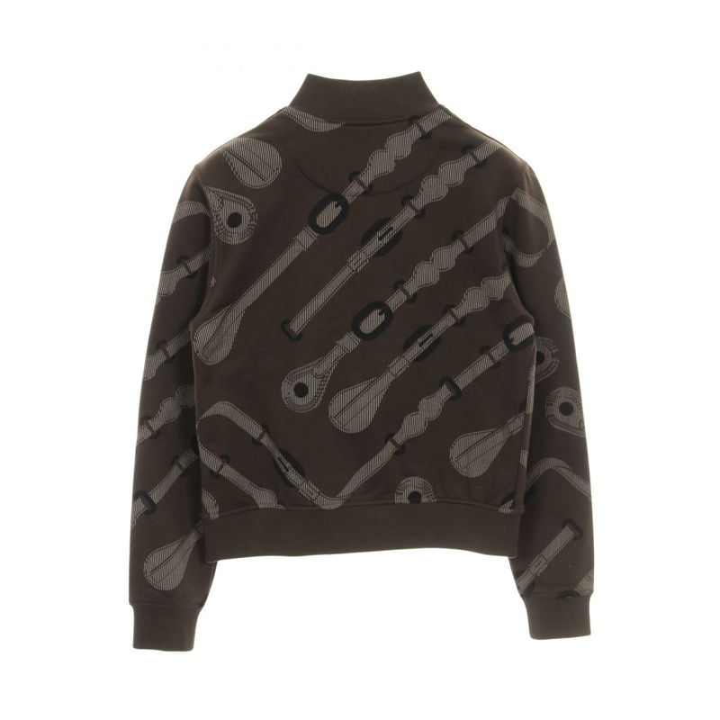 愛馬仕棕色棉質運動衫夾克外套,二手女款 #36-1