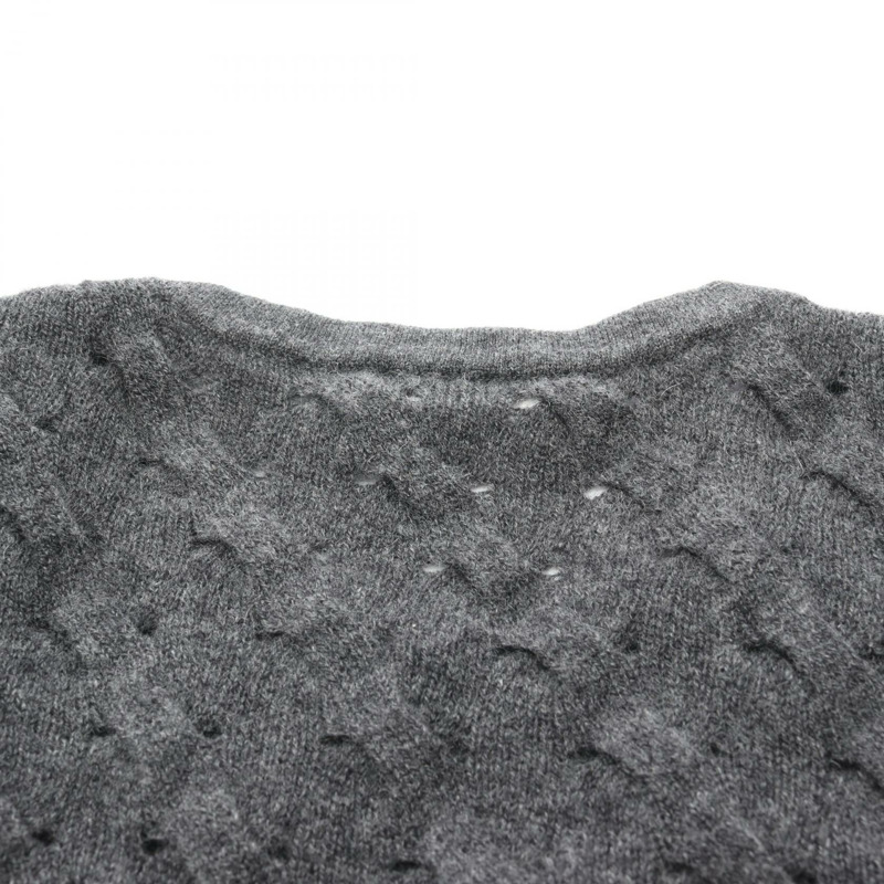 香奈兒 COCO 標誌針織連身裙 短袖 P46849K05893 羊絨灰色 二手 #34-8