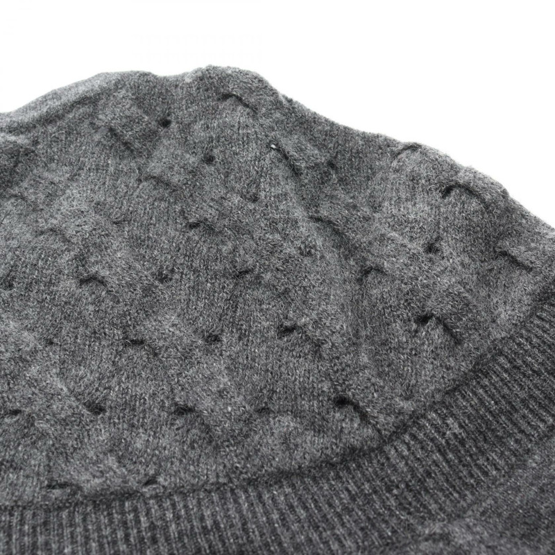 香奈兒 COCO 標誌針織連身裙 短袖 P46849K05893 羊絨灰色 二手 #34-9