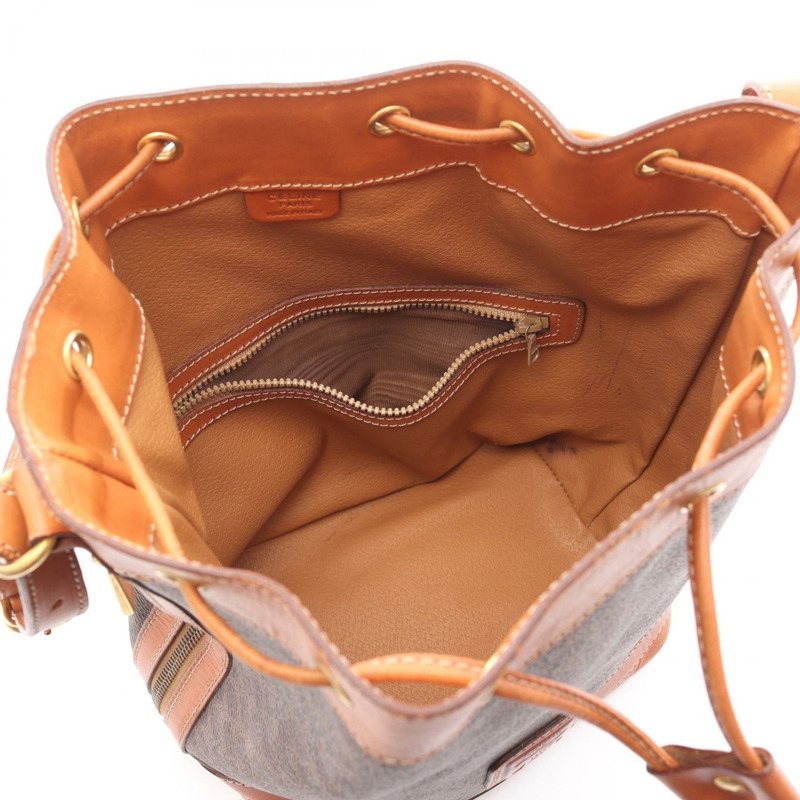 CELINE Macadam 帆布皮革棕色女士單肩包(二手)-2