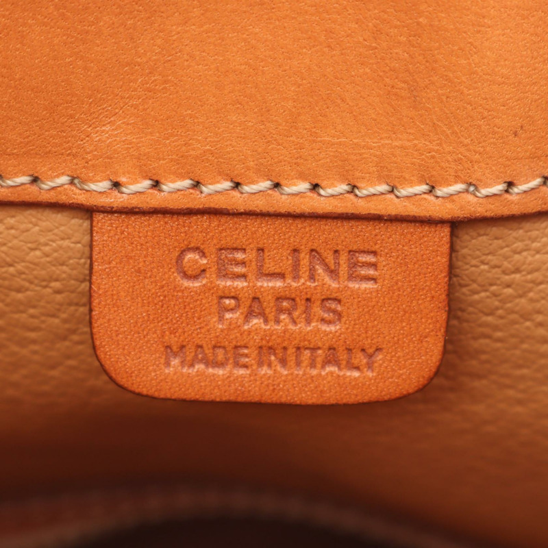 CELINE Macadam 帆布皮革棕色女士單肩包(二手)-3