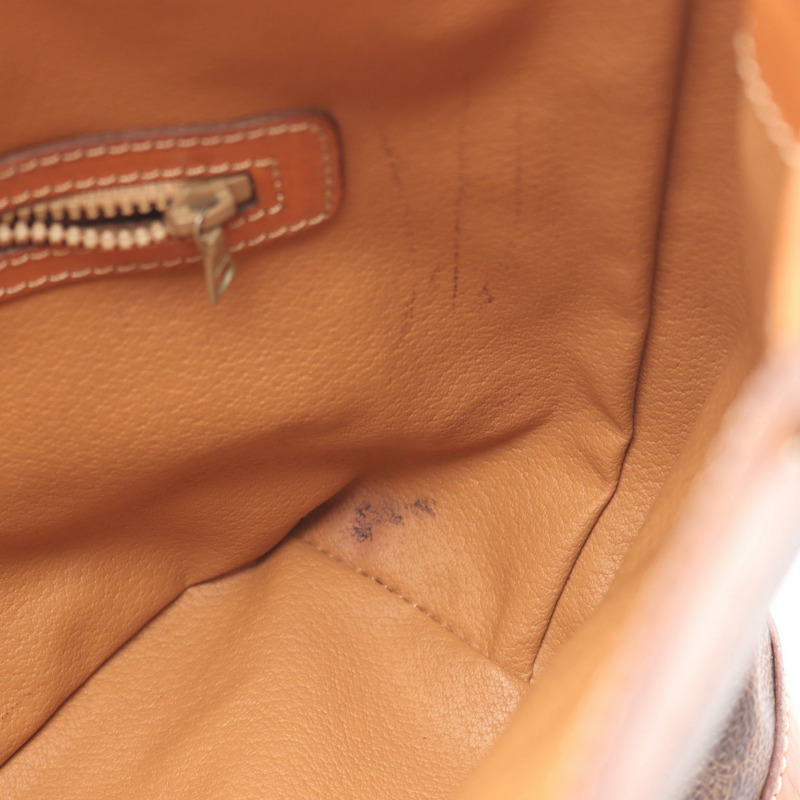 CELINE Macadam 帆布皮革棕色女士單肩包(二手)-5