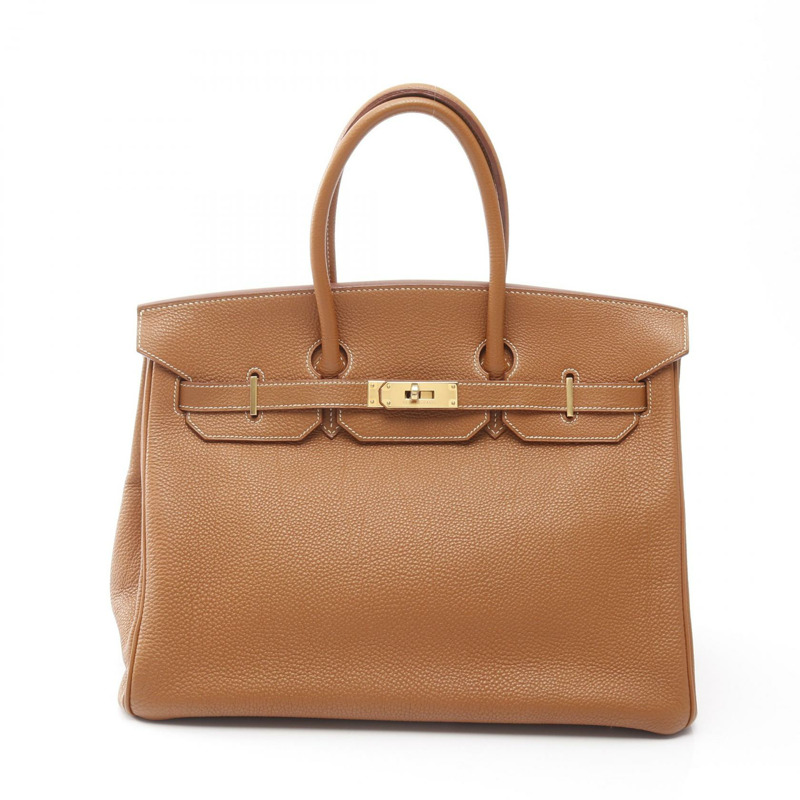 愛馬仕 Birkin 35 手提包，Togo 皮革，棕色，金色，二手，女士，GHW H-0