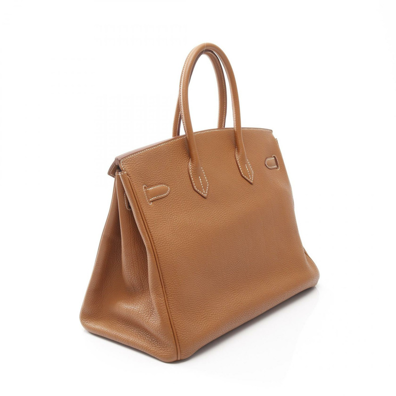 愛馬仕 Birkin 35 手提包，Togo 皮革，棕色，金色，二手，女士，GHW H-1