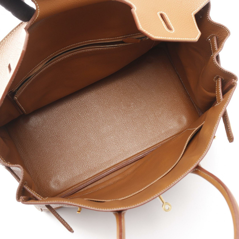 愛馬仕 Birkin 35 手提包，Togo 皮革，棕色，金色，二手，女士，GHW H-2