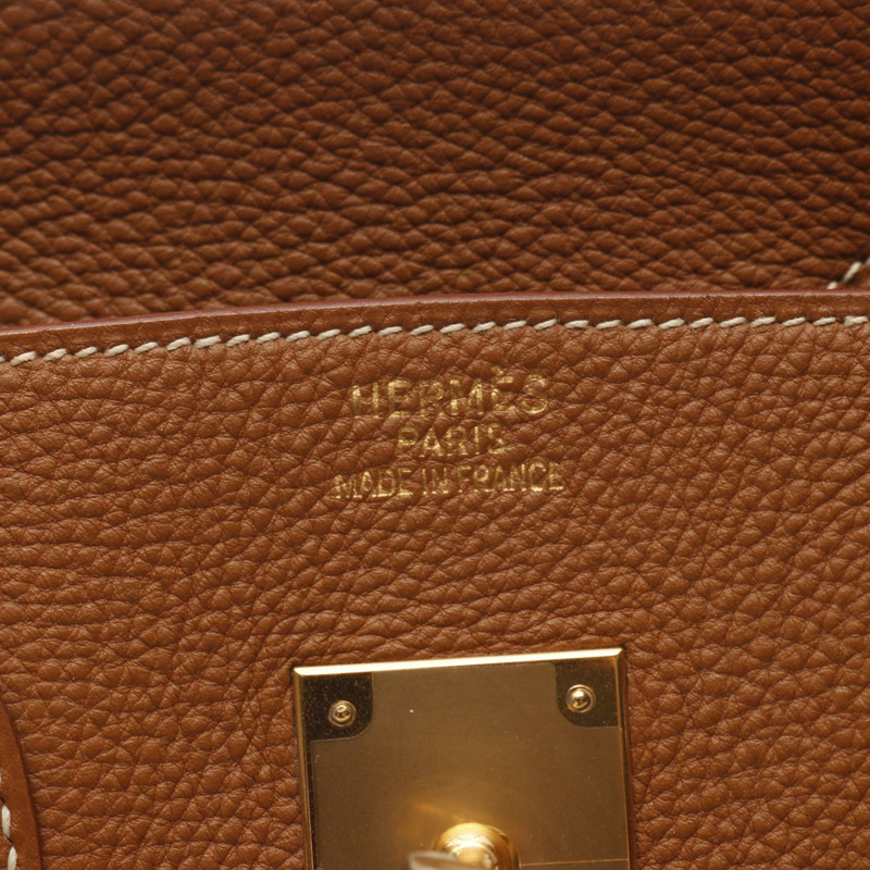 愛馬仕 Birkin 35 手提包，Togo 皮革，棕色，金色，二手，女士，GHW H-3