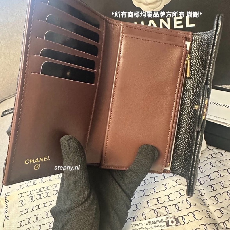 拍拍最甜_全新全配🌟香奈兒經典荔枝牛皮中夾 黑x金-3