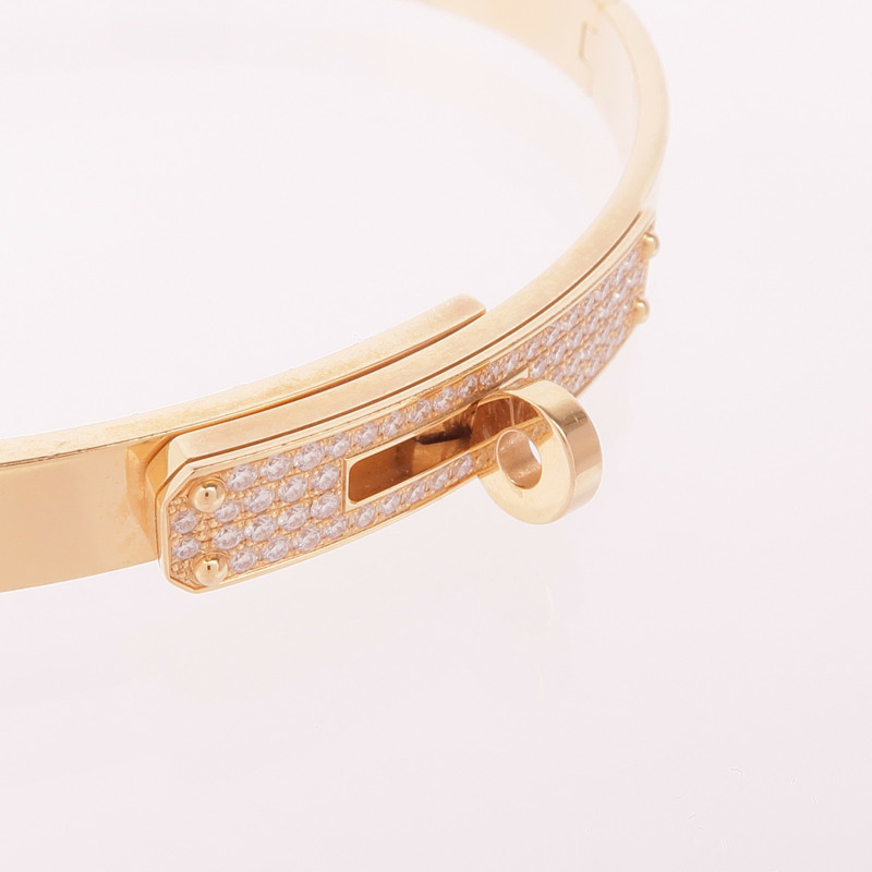 HERMES 18K玫瑰金Kelly Bracelet鑽石手鐲-5