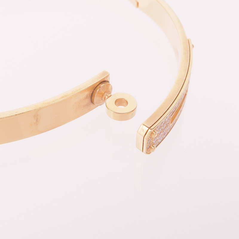 HERMES 18K玫瑰金Kelly Bracelet鑽石手鐲-6