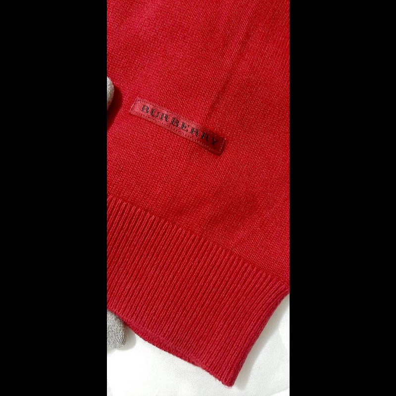 （日本製MIJ）BURBERRY 博柏利 GOLF高爾夫球 男紅色針織背心M-4