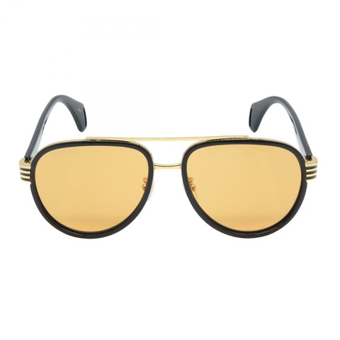 GUCCI 太陽眼鏡 GG0447S-002 塑膠材質 黑色 金色 棕色 全新 男女通用