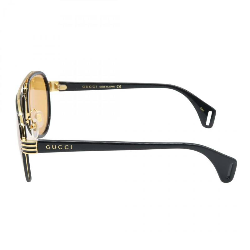 GUCCI 太陽眼鏡 GG0447S-002 塑膠材質 黑色 金色 棕色 全新 男女通用-2