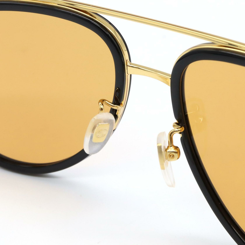 GUCCI 太陽眼鏡 GG0447S-002 塑膠材質 黑色 金色 棕色 全新 男女通用-5