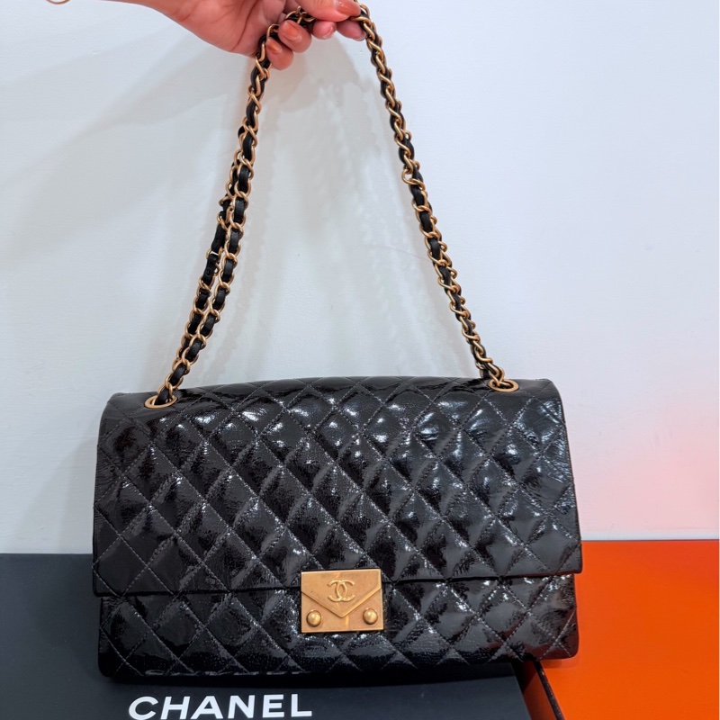 CHANEL 香奈兒 黑金 cf coco 鍊條包 斜背包 肩背包 側背包-0