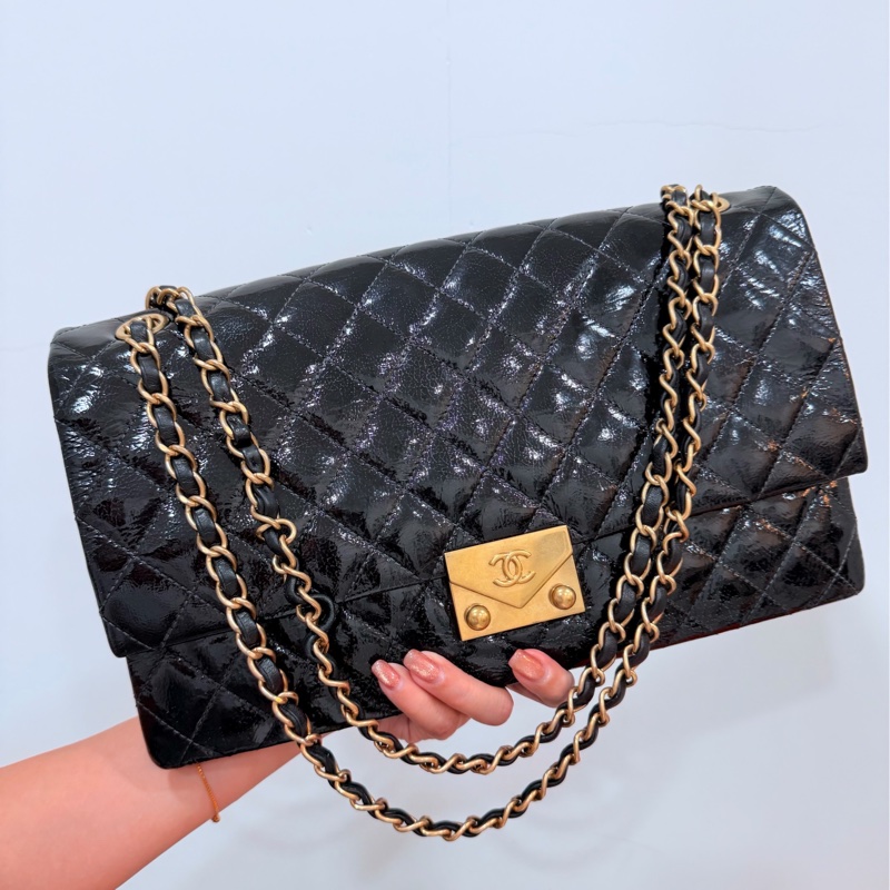 CHANEL 香奈兒 黑金 cf coco 鍊條包 斜背包 肩背包 側背包-5