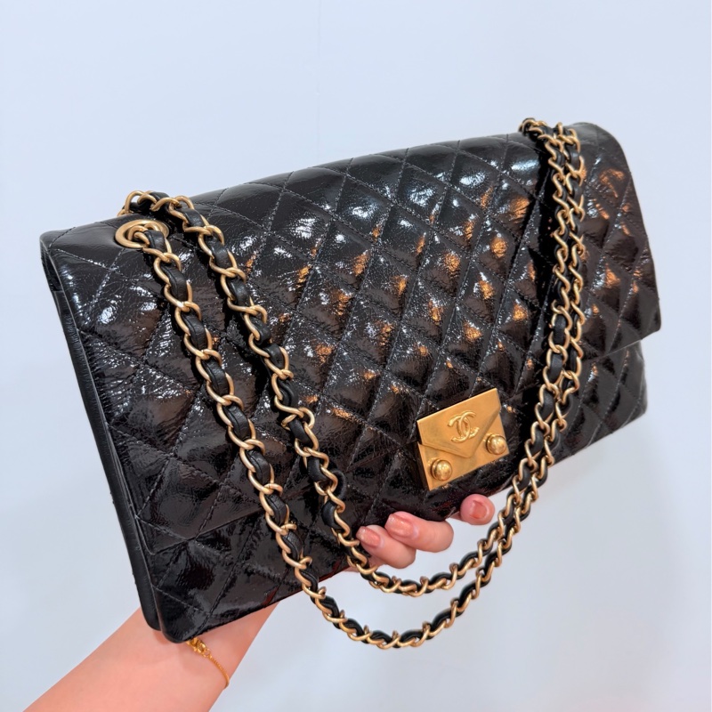 CHANEL 香奈兒 黑金 cf coco 鍊條包 斜背包 肩背包 側背包-6