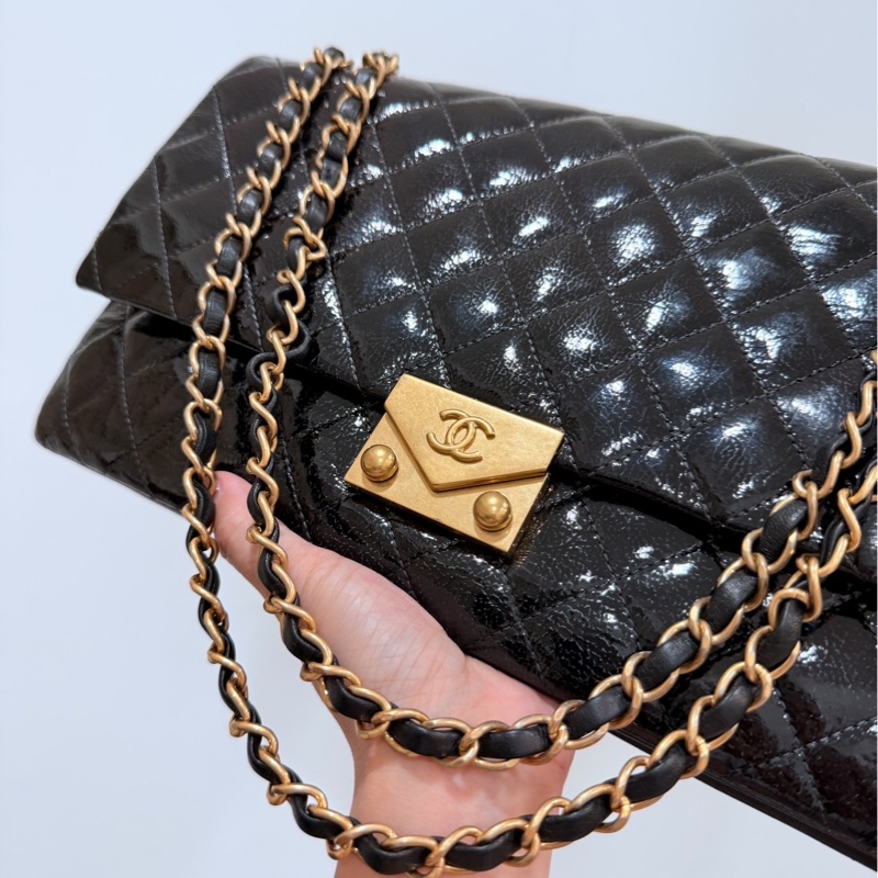 CHANEL 香奈兒 黑金 cf coco 鍊條包 斜背包 肩背包 側背包-7