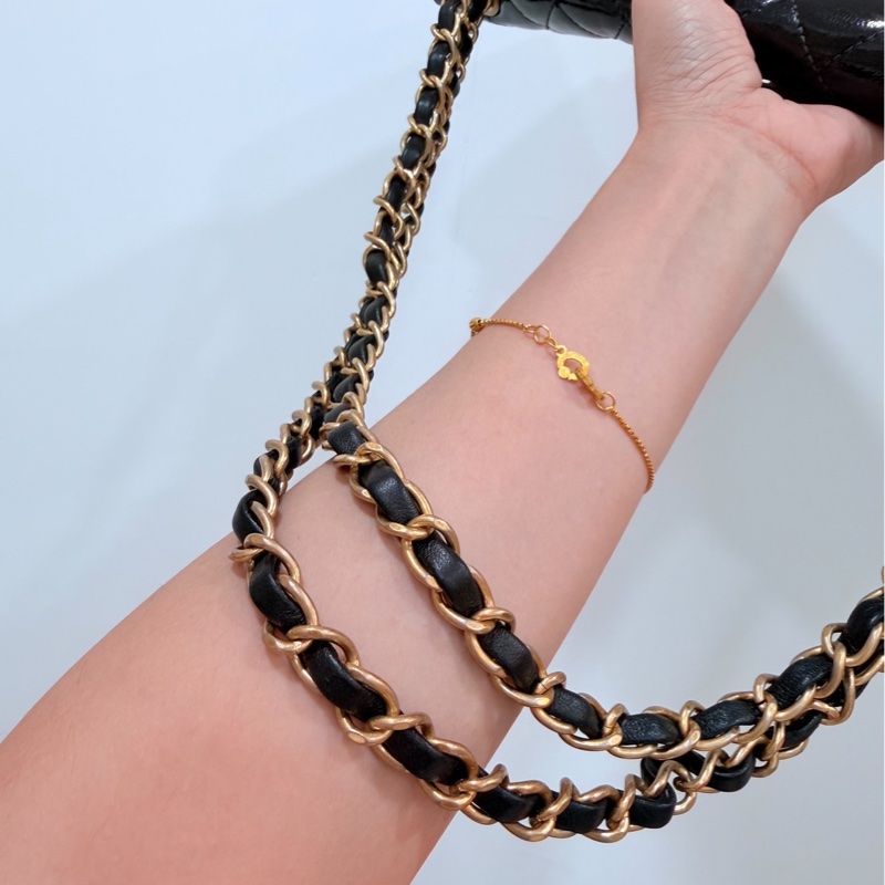 CHANEL 香奈兒 黑金 cf coco 鍊條包 斜背包 肩背包 側背包-8