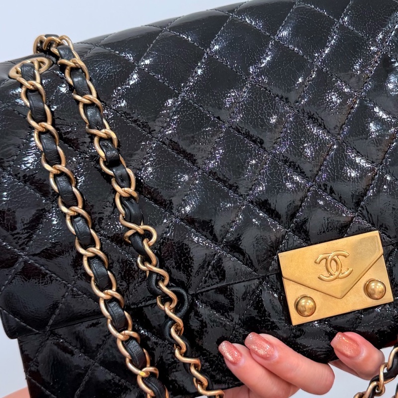 CHANEL 香奈兒 黑金 cf coco 鍊條包 斜背包 肩背包 側背包-24