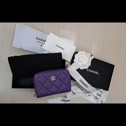 Chanel  全新24C 紫色零錢包卡包 晶片款