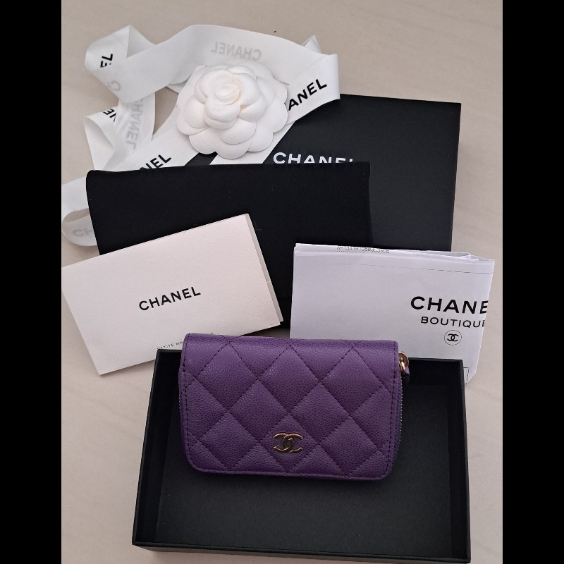 Chanel 全新24C 優雅紫包款 晶片款 零錢包卡包-0