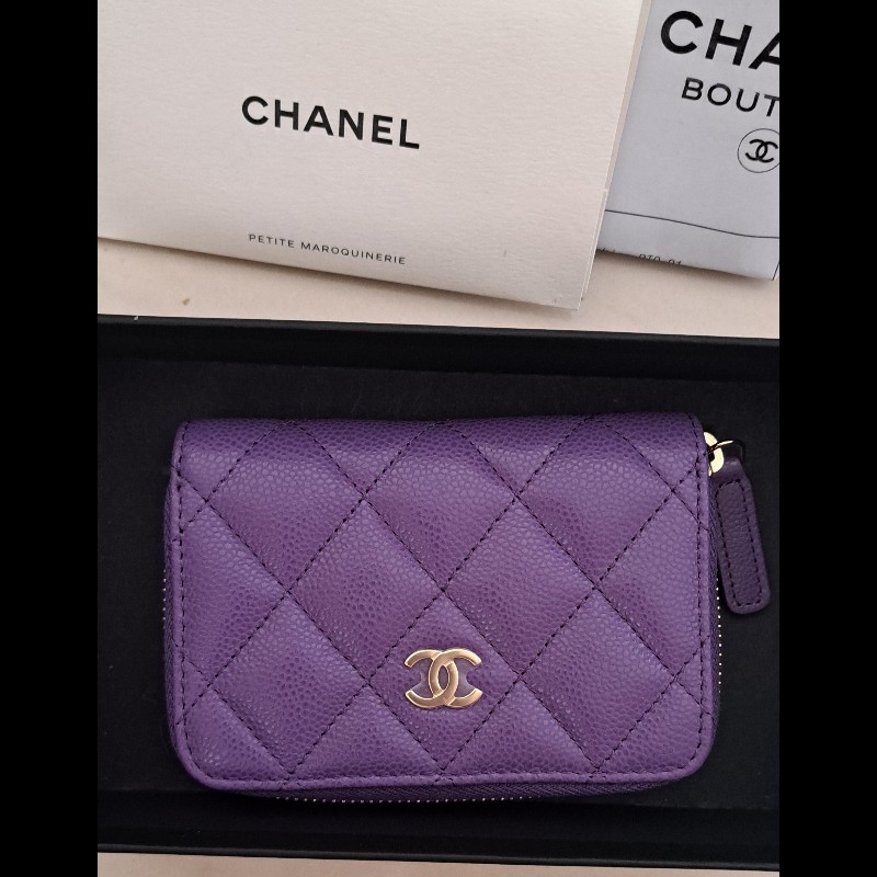 Chanel 全新24C 優雅紫包款 晶片款 零錢包卡包-2