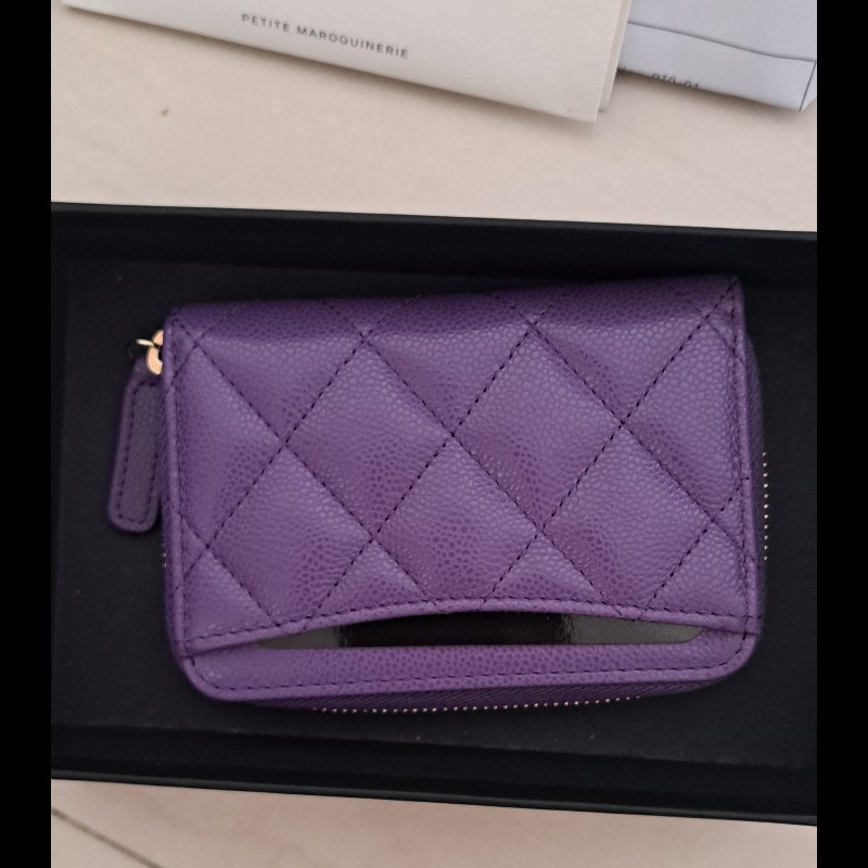 Chanel 全新24C 優雅紫包款 晶片款 零錢包卡包-3