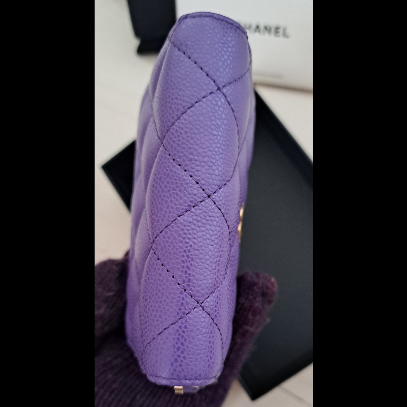 Chanel 全新24C 優雅紫包款 晶片款 零錢包卡包-4