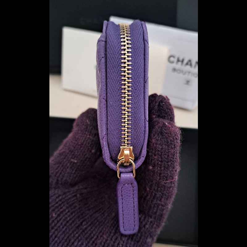 Chanel 全新24C 優雅紫包款 晶片款 零錢包卡包-5