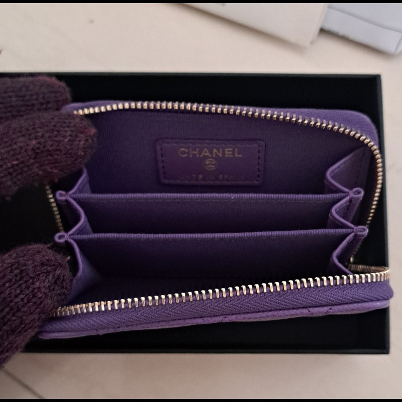 Chanel 全新24C 優雅紫包款 晶片款 零錢包卡包-9