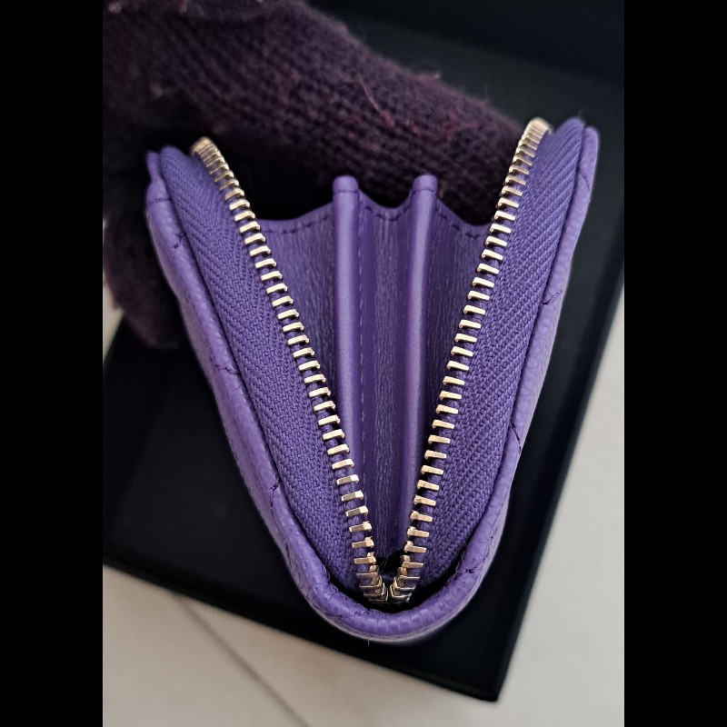 Chanel 全新24C 優雅紫包款 晶片款 零錢包卡包-11