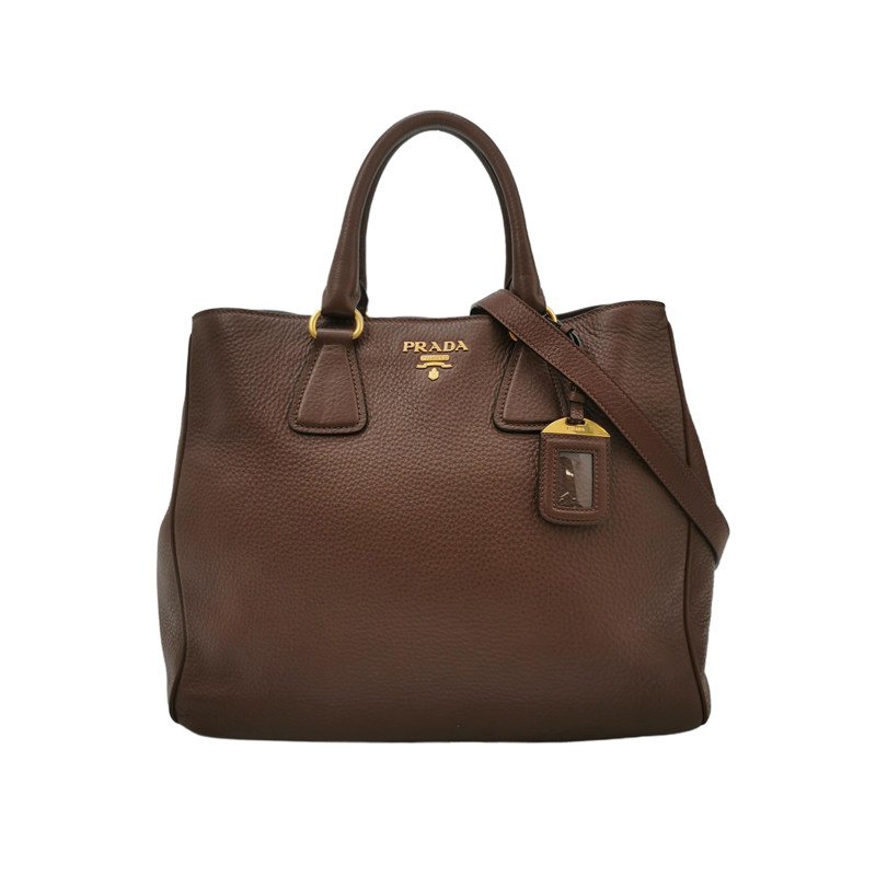 Prada 牛皮純色字母Logo斜挎包單肩包-0