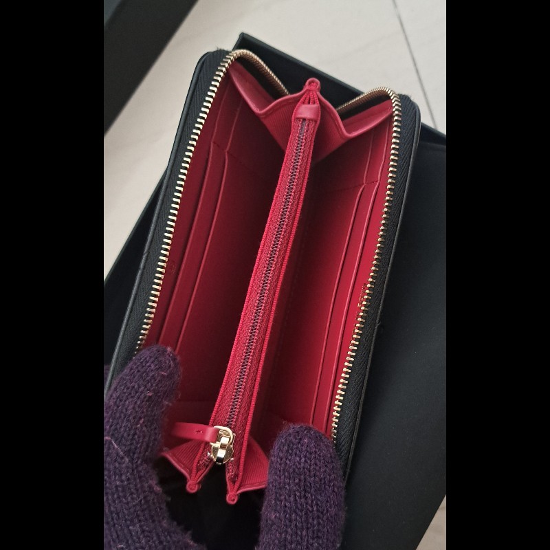 Chanel 19 熱門黑金拉鍊中夾 晶片款 黑色愛心釦包裝-10