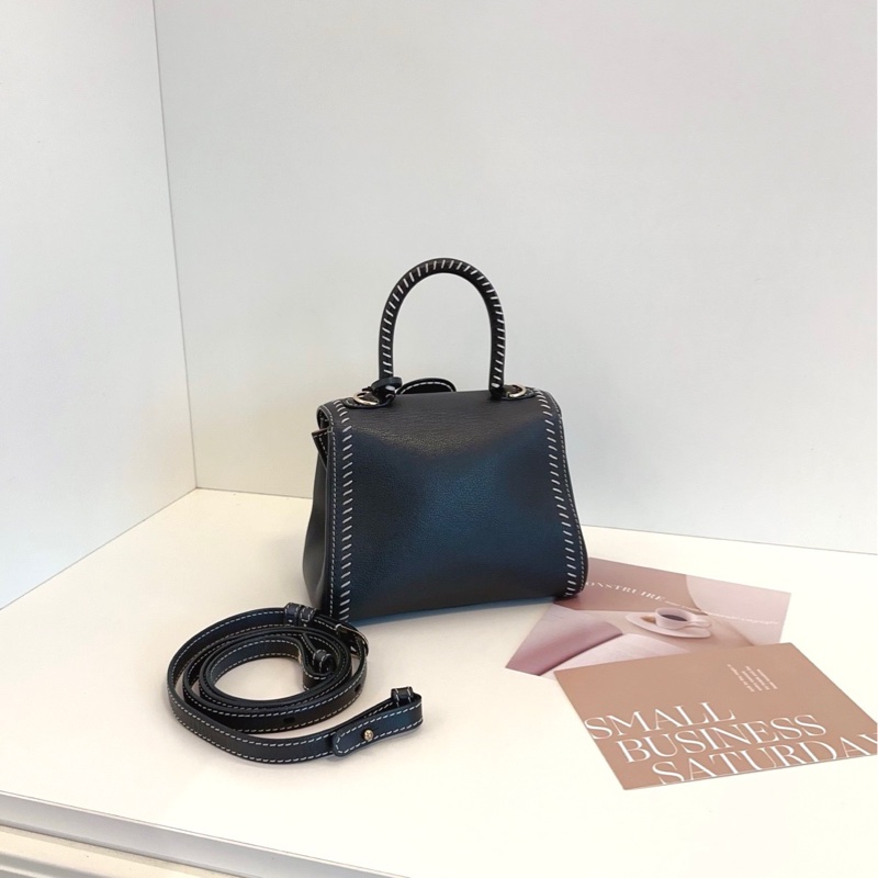 【98新🆕】Delvaux Brilliant mini 限量外縫線英國灰綠色金扣手提包 斜挎包 單肩包-2