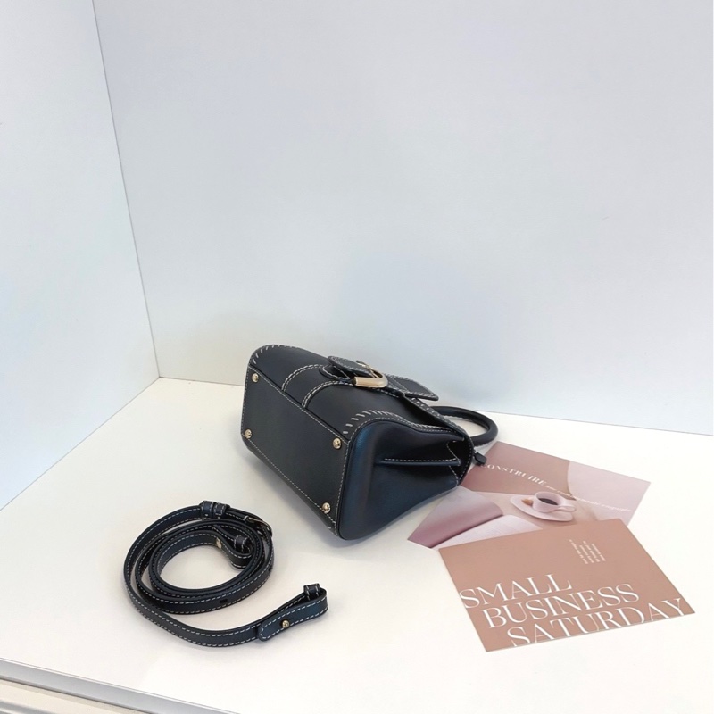 【98新🆕】Delvaux Brilliant mini 限量外縫線英國灰綠色金扣手提包 斜挎包 單肩包-5