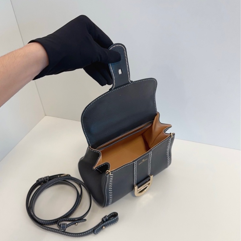 【98新🆕】Delvaux Brilliant mini 限量外縫線英國灰綠色金扣手提包 斜挎包 單肩包-6