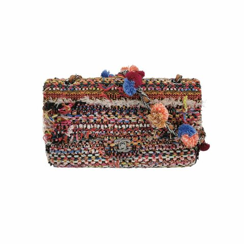 Chanel Flap Bag羊皮拼色編織雙C扣翻蓋單肩包