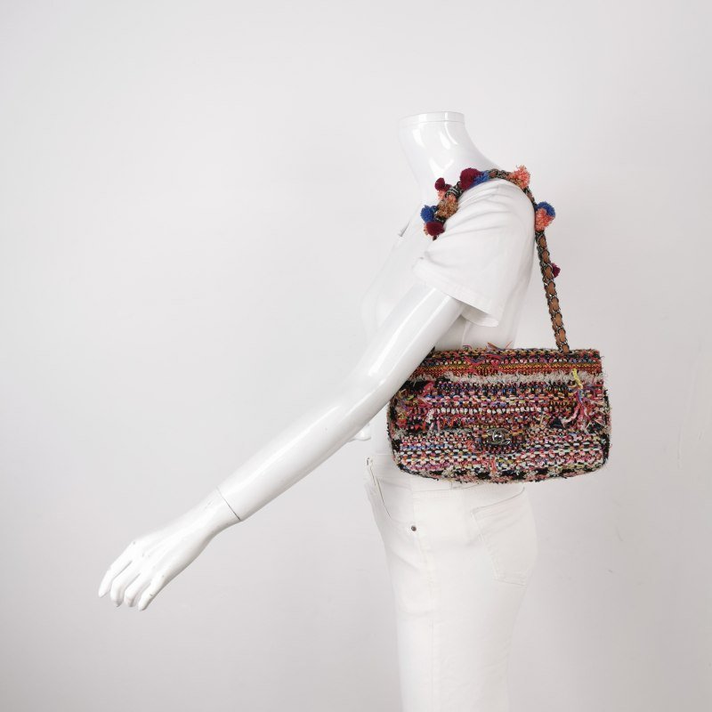 Chanel Flap Bag羊皮拼色編織雙C扣翻蓋單肩包-1