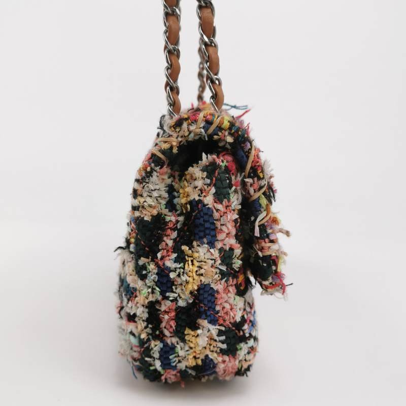 Chanel Flap Bag羊皮拼色編織雙C扣翻蓋單肩包-3