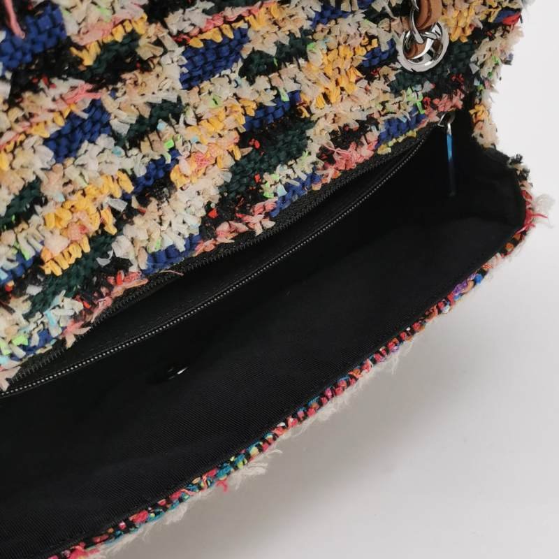 Chanel Flap Bag羊皮拼色編織雙C扣翻蓋單肩包-6