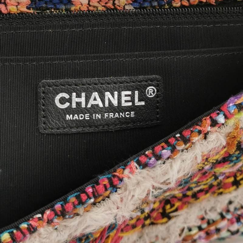 Chanel Flap Bag羊皮拼色編織雙C扣翻蓋單肩包-7