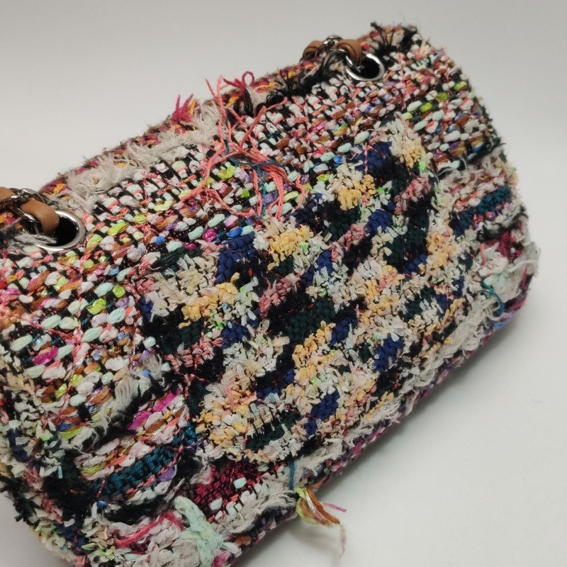 Chanel Flap Bag羊皮拼色編織雙C扣翻蓋單肩包-16