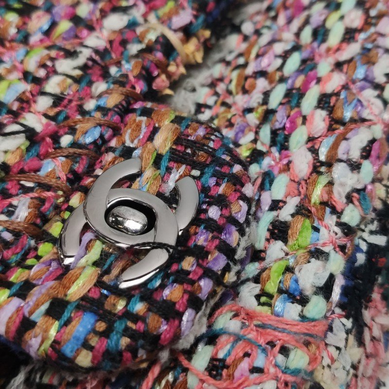 Chanel Flap Bag羊皮拼色編織雙C扣翻蓋單肩包-18